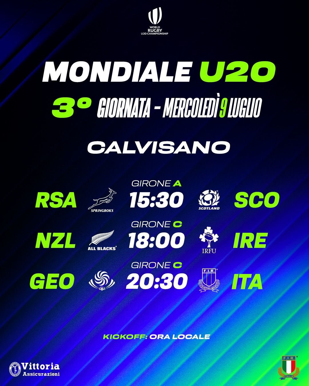 MONDIALE UNDER 20: APPUNTAMENTO A MERCOLEDÌ 9 LUGLIO A CALVISANO